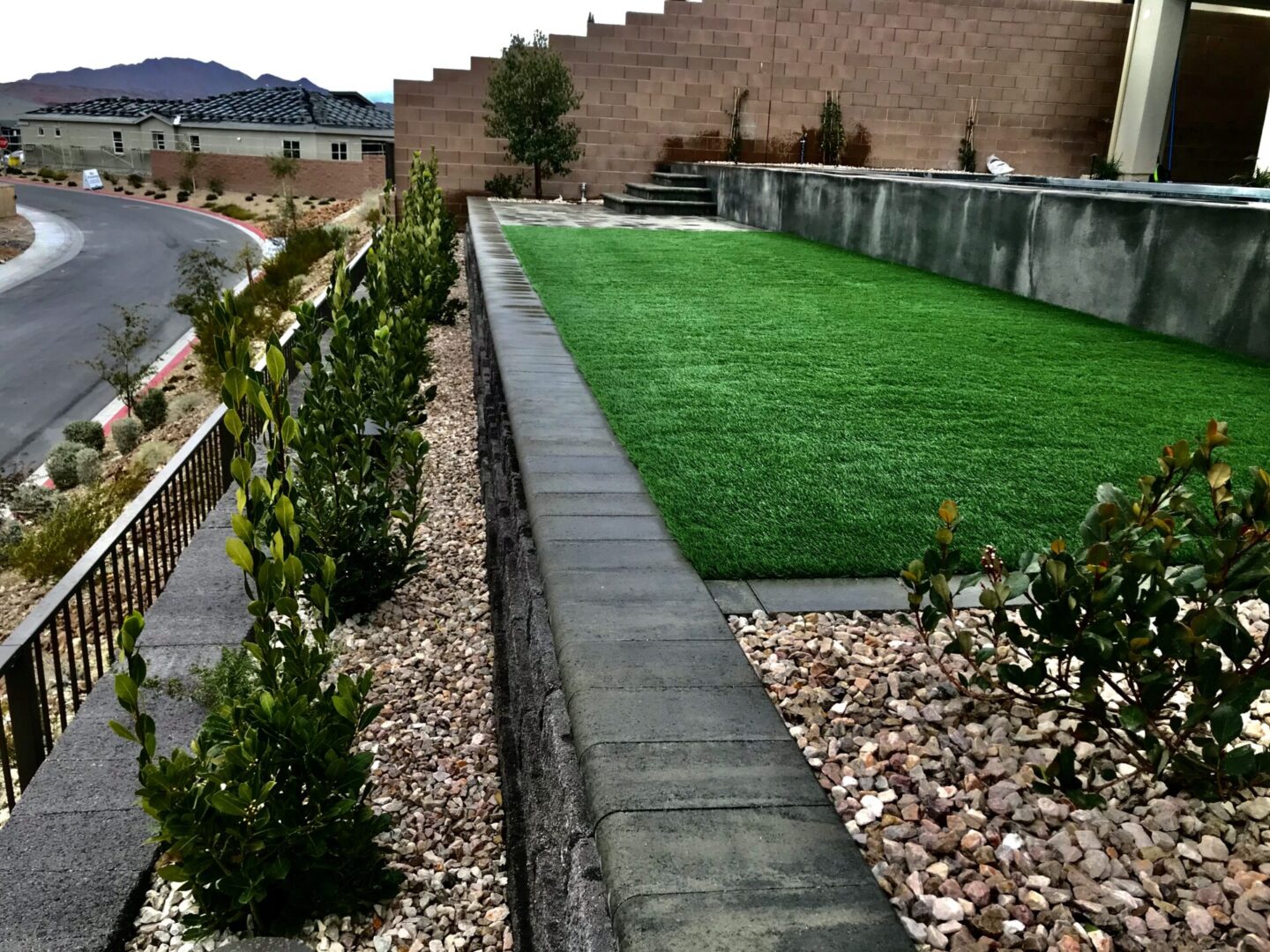 A lawn that has been laid out with grass.
