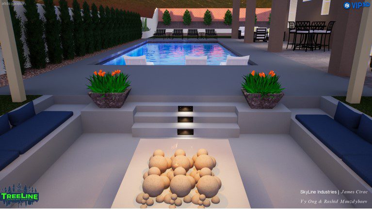A pool with a bunch of balls on the ground